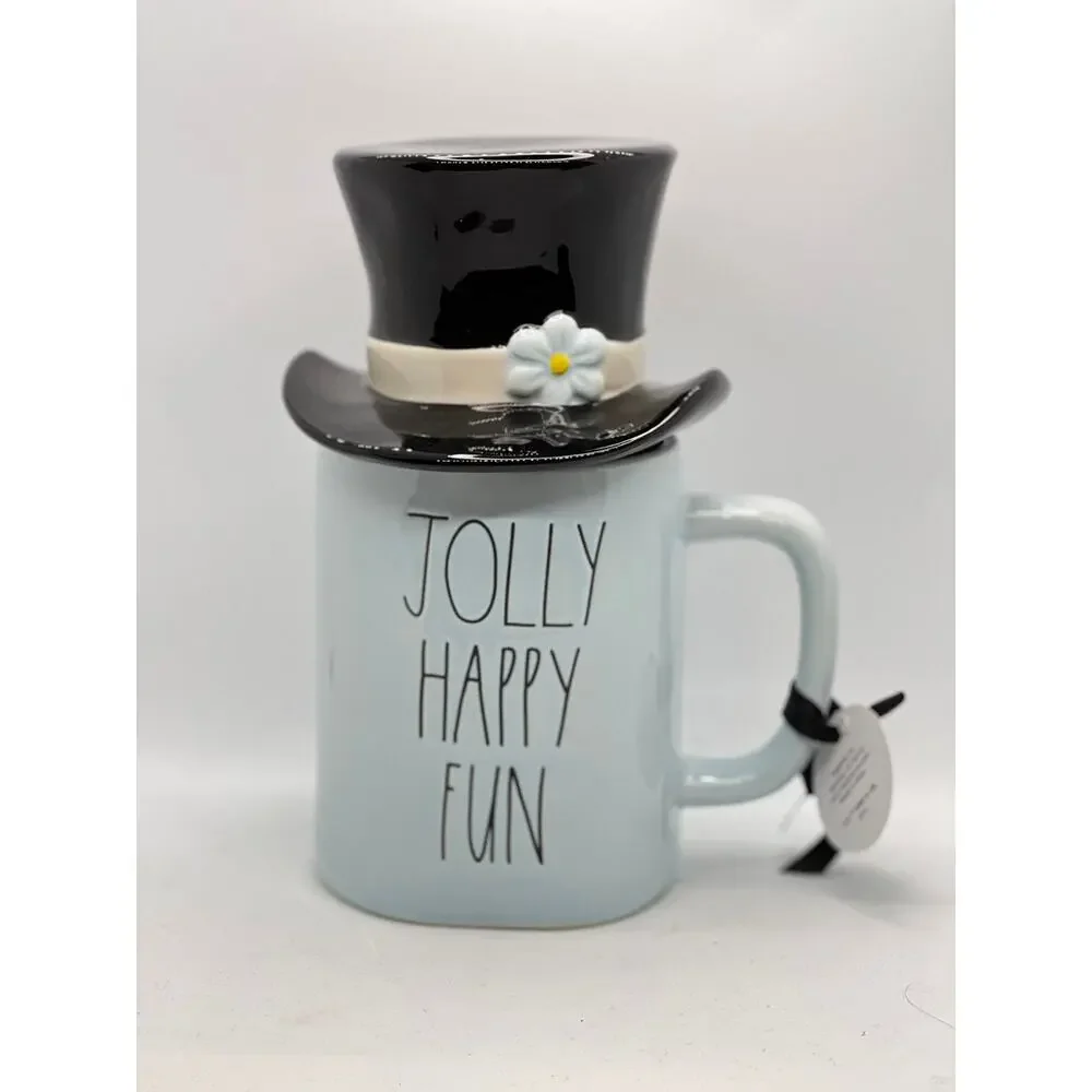 Rae Dunn Frosty Jolly Happy Fun Mug with Topper